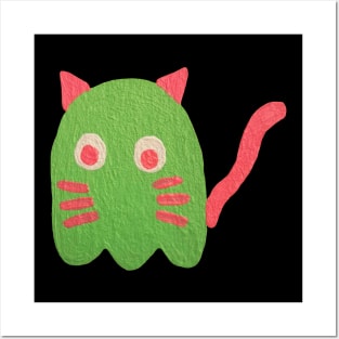 Boo ghost cat halloween Posters and Art